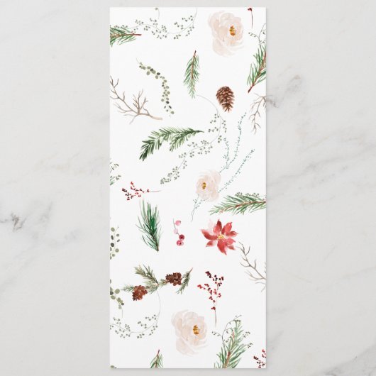 Festive Elegant Watercolor Christmas Dinner Menükarte (Rückseite)