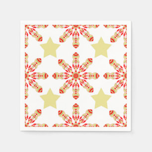 Festive Eleganz: rotes und goldenes Sternenmuster Serviette