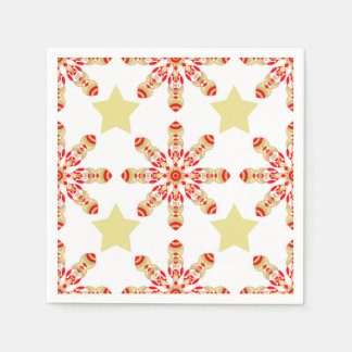Festive Eleganz: rotes und goldenes Sternenmuster Serviette