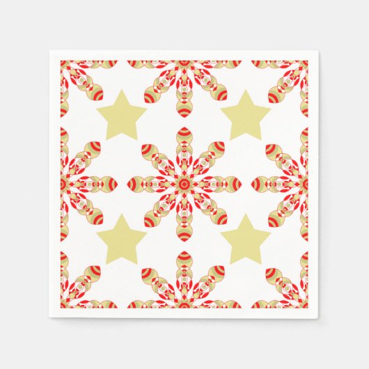 Festive Eleganz: rotes und goldenes Sternenmuster Serviette (Vorderseite)