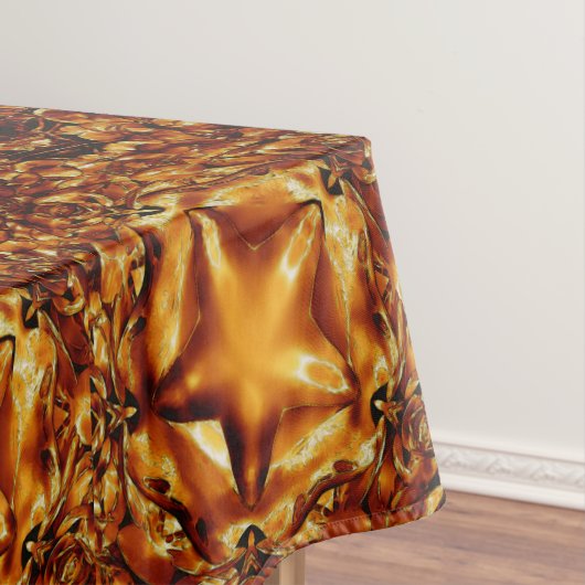 Festive Eleganza Brown Gold Copper Weihnachtsstars Tischdecke (Beispiel)