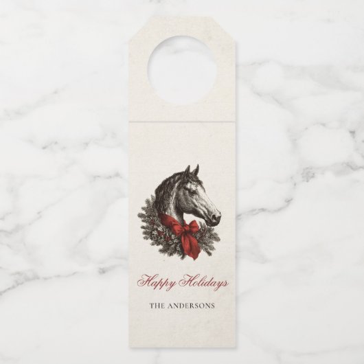Festive Equestrian Merry Christmas Gift Flaschenanhänger (Vorderseite)