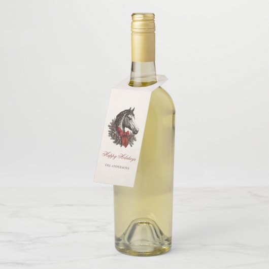 Festive Equestrian Merry Christmas Gift Flaschenanhänger (Angewinkelt)