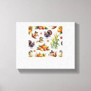 Festive Fall Harvest Watercolor Muster Classic T- Leinwanddruck