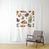 Festive Fall Harvest Watercolor Muster Classic T- Wandteppich (Beispiel)