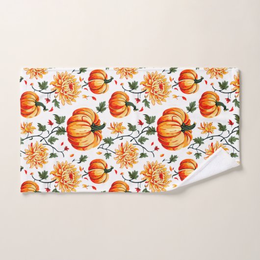 Festive Fall Pumpkins and Chrysanthemums Badhandtuch Set (Handtuch)
