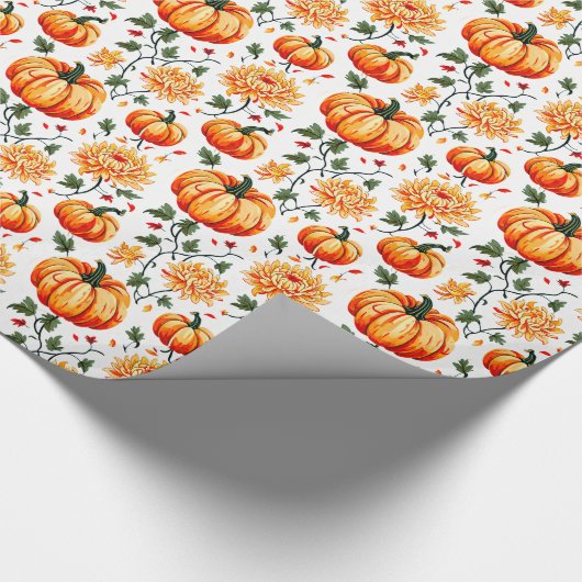 Festive Fall Pumpkins and Chrysanthemums Geschenkpapier (Ecke)