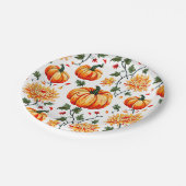 Festive Fall Pumpkins and Chrysanthemums Pappteller (Schrägansicht)