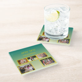 Festive Family Collage with Gold Script Glasuntersetzer