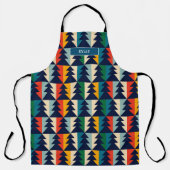 Festive farbenfrohe Weihnachtsbaumen Muster Monogr Schürze (Vorderseite)