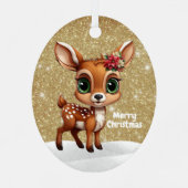 Festive Fawn Golden Sparkle Xmas Holiday Decor🎄🦌 Ornament Aus Metall (Rückseite)