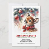Festive fawn snowy forest cozy winter Christmas  Einladung (Vorderseite)