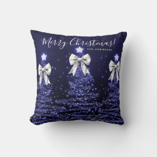 Festive Feiertags-Weihnachtsbäume in Navy Silber N Kissen