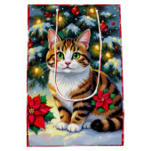 Festive Feline | Cute Christmas Cat Mittlere Geschenktüte (Rückseite)