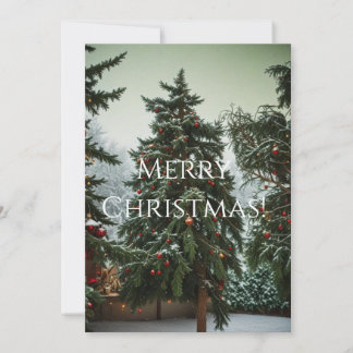 Festive fir trees decorated with garlands  feiertagskarte