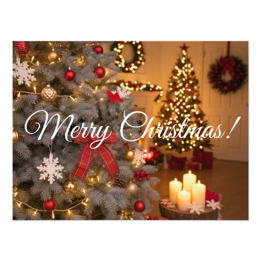 Festive fir trees decorated with garlands  fotodruck (Vorne)