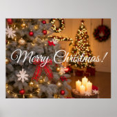 Festive fir trees decorated with garlands poster (Vorne)