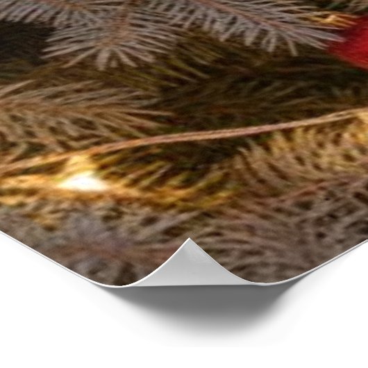 Festive fir trees decorated with garlands poster (Ecke)