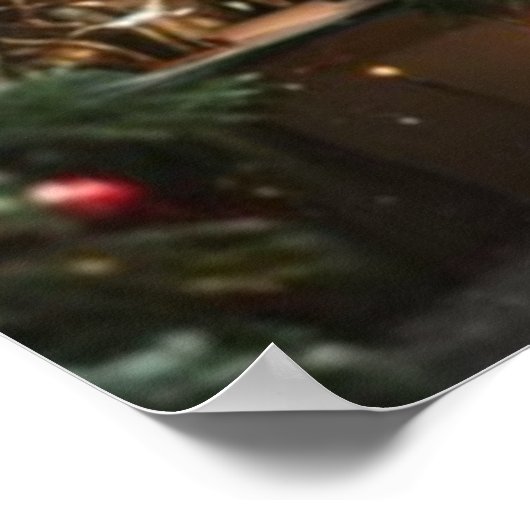 Festive fir trees decorated with garlands  poster (Ecke)