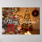 Festive fir trees decorated with garlands  poster (Vorne)