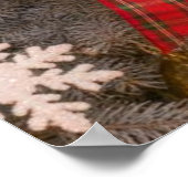 Festive fir trees decorated with garlands  poster (Ecke)