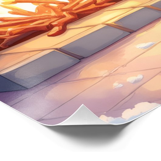 Festive Fireplace Boxer Christmas Art Poster (Ecke)