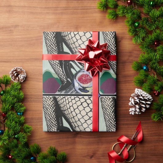 'Festive Fishnets' auf einem Geschenkpapier (Feiertagsgeschenk)