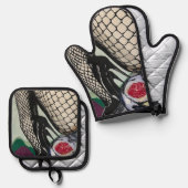 'Festive Fishnets' auf einem Ofenhandschuh & Topflappen-Set (Vorderseite/Rückseite)