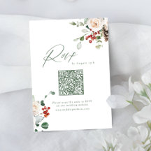 Festive Floral Holiday Winter Wedding QR code