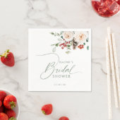 Festive Floral Winter Holiday Bridal Shower  Serviette (Beispiel)