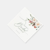 Festive Floral Winter Holiday Bridal Shower  Serviette (Ecke)