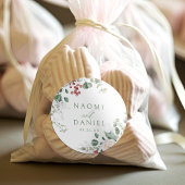 Festive Floral Winter Wedding thank you favors Runder Aufkleber