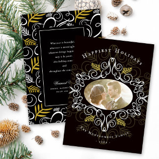 Festive Foliage Elegantes Vintages Deko Frame Foto Feiertagskarte