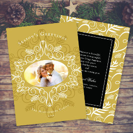 Festive Foliage Elegantes Vintages Deko Frame Foto Feiertagskarte