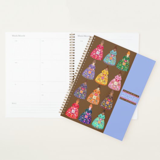 Festive Folk Art Ladies Agenda Coffee Brown 2026 Planer (Anzeige)