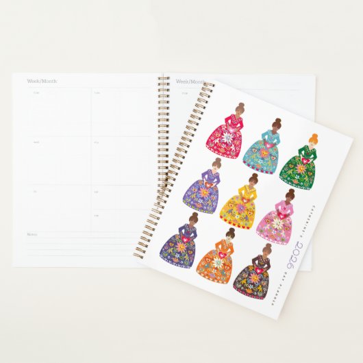 Festive Folk Art Ladies Simple Daily Agenda 2026 Planer (Anzeige)