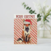 FESTIVE FOX Candy Cane Postcard Postkarte (Stehend Vorderseite)