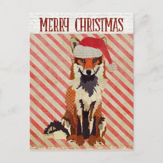 FESTIVE FOX Candy Cane Postcard Postkarte (Vorderseite)