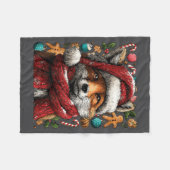 Festive Fox With Snow Santa Hat Winter Christmas A Fleecedecke (Vorderseite (Horizontal))