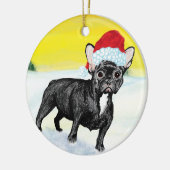 festive french bull dog keramik ornament (Links)