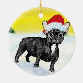 festive french bull dog keramik ornament (Hinten)