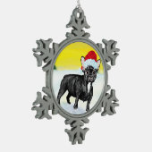 festive french bull dog schneeflocken Zinn-Ornament (Links)