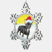festive french bull dog schneeflocken Zinn-Ornament (Rechts)