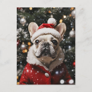 Festive Frenchie: Ein Weihnachtsporträt Feiertagspostkarte