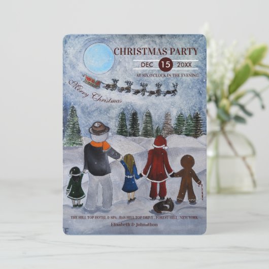 Festive Friends Christmas Party Einladung (Stehend Vorderseite)