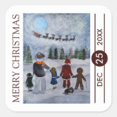 Festive Friends Christmas Quadratischer Aufkleber (Vorderseite)