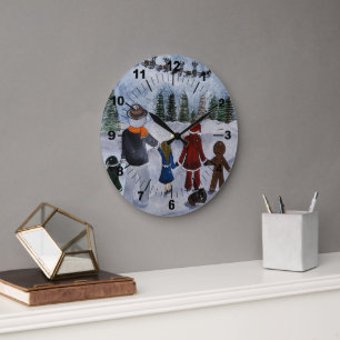Festive Friends Gemälde von Alfred Fox Große Wanduhr