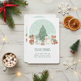 Festive Friends Woodland Animals Watercolor Feiertagskarte
