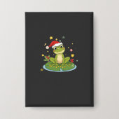 Festive Frog Joy - Cute Christmas Frog on Lily Pad Button (Vorderseite)