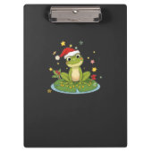 Festive Frog Joy - Cute Christmas Frog on Lily Pad Klemmbrett (Vorderseite)
